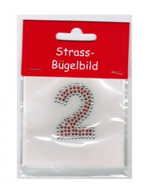 Ma226893 silber-rot Straßbügelbild Zahl 2 - 0