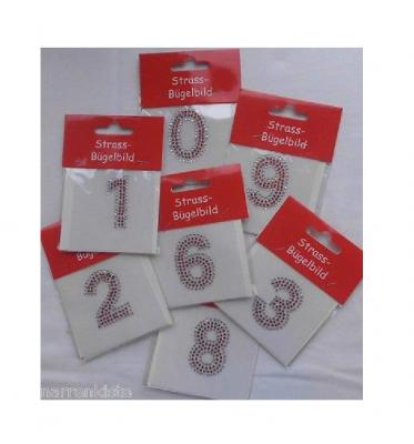 Ma226879 silber-rot Straßbügelbild Zahl 0 - 1