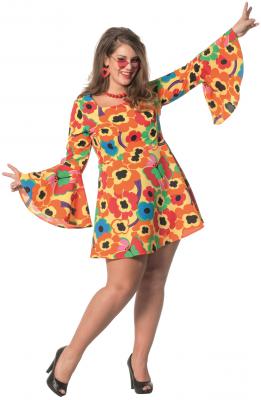 L3201152-44 große Blume gelb Damen Hippie Kleid-Kostüm Gr.44 - 1