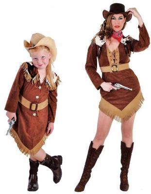 M212148 brauntöne Damen Cowgirl Kostüm Cowgirl Kleid - 1