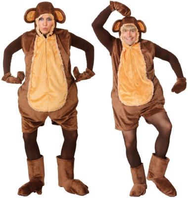 O7369-54-58 braun Damen Herren Affe Affen Kostüm Schimpansen Overall Gr.54-58 - 1