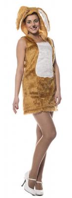 L3201000-46 braun Damen Hasen-Kleid Plüsch-Kostüm Gr.46 - 1