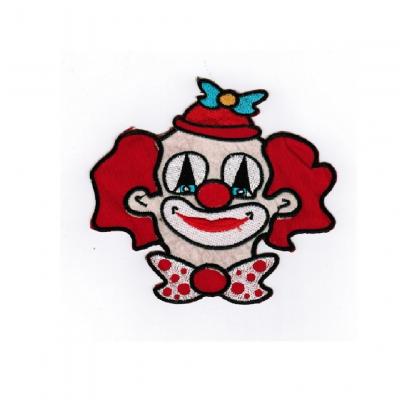 Ma223748 rot-weiß Clownkopf Klein Aufnäher