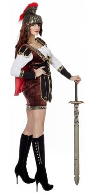 W4758-44 braun-schwarz-rot Damen Amazonenkleid Legionärenkostüm Gr.44 - 1