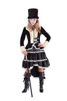 M217113-S Damen Steampunk Kostüm-Kleid schwarz Gr.S=36 - 1