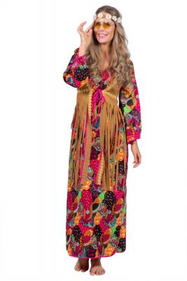 W4456-56 bunt Damen Hippie Kleid lang Partykostüm Gr.56 - 2