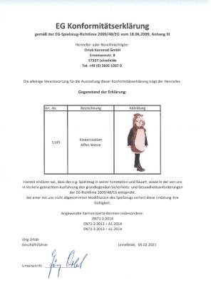 O5145-104 braun Kinder Affenweste Affenkostüm Gr.104 - 1