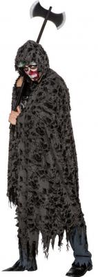 O7779 schwarz-grau Herren Fetzenumhang Zombieumhang Hexer - 0