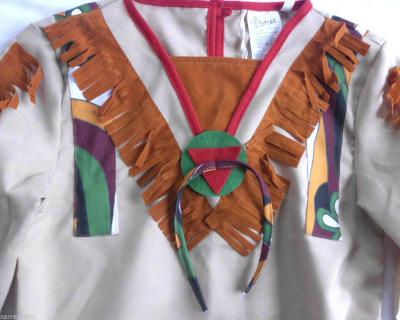 Ke02294-116-A braun-rot Indianerin Indianerkleid Gr.116 - 1