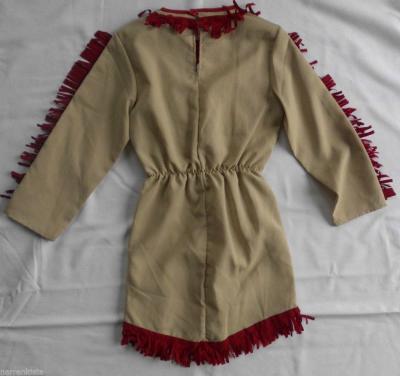 Ke02295-140-A braun-rot Indianer Mädchen Apachenkleid Gr.140 - 1