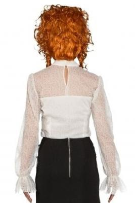 O9239-46-48 weiß Damen Spitzenbluse-Rüschenbluse Gr.46-48 - 1