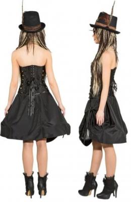O9537-XL schwarz Damen Korsage Steampunkkorsage Gr.XL - 1