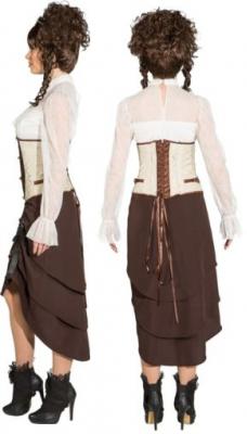 O9266-XL creme-braun Damen Korsage Unterbrustkosage Gr.XL - 1