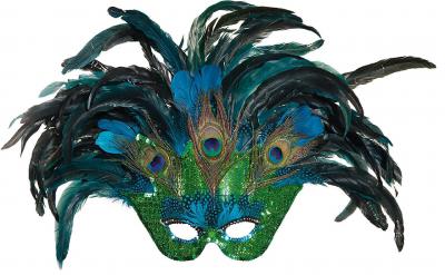 O43926 Maske Pfau Pfauenmaske Vogelmaske Federmaske - 0