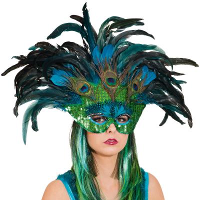O43926 Maske Pfau Pfauenmaske Vogelmaske Federmaske - 1