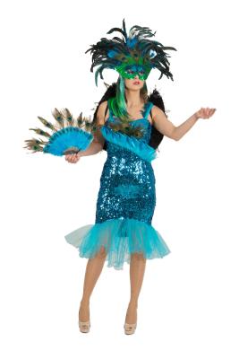 O43926 Maske Pfau Pfauenmaske Vogelmaske Federmaske - 2