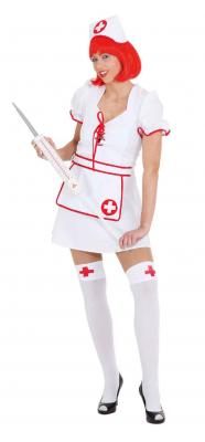O9288-36-38 weiß Damen Krankenschwester Kostüm Schwestern Kleid Gr.36-38