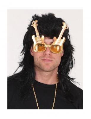 O47544 goldfarben Damen Herren Gitarren Brille Rockbrille