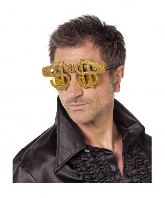 W20047-28 goldfarben Damen Herren Dollar Brille Spaßbrille