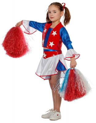 W3595-128 blau-rot-weiß Kinder Cheerleader Kostüm Mädchen Uniform Gr.128 - 2