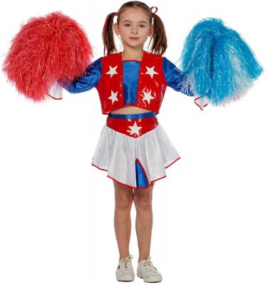 W3595-128 blau-rot-weiß Kinder Cheerleader Kostüm Mädchen Uniform Gr.128 - 3