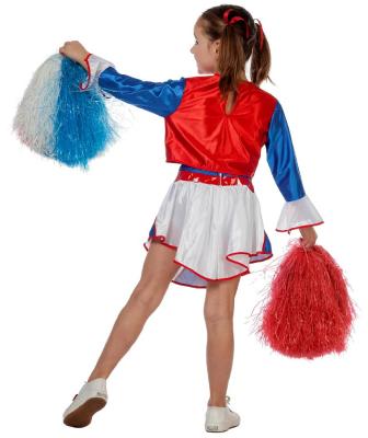 W3595-152 blau-rot-weiß Kinder Cheerleader Kostüm Mädchen Uniform Gr.152 - 1