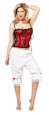 W4117-38 weiß Damen Schlafhose Rüschenhose Gr.38 - 1