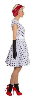 O9089-44 weiß-schwarz Damen Polka Punktekleid Gr.44 - 2