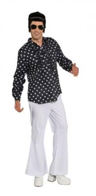 O7148-50-52 schwarz Herren Rüschenhemd mit Punkten Gr.50-52 - 1