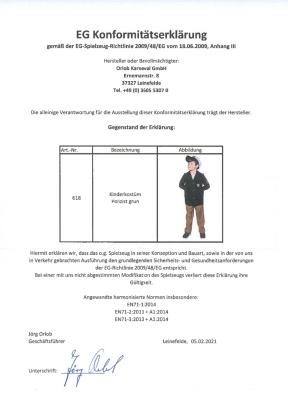 O618-140 grün Polizeikostüm Polizeiuniform Gr.140 - 3