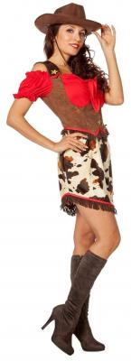 L3202450-44 rot-braun Damen Cowgirlkleid Saloon Lady Gr.44 - 1