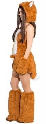 O9759-36-38-A braun-weiß Damen Fuchs Kostüm Kleid Gr.36-38 - 2