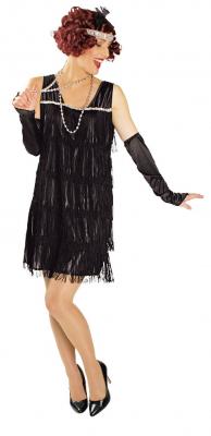 K31250531-40-42 schwarz Damen Fransen Kleid Party Kostüm Gr.40-42 - 1