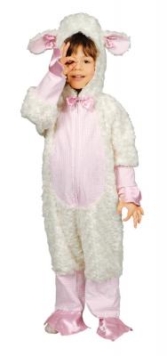 K332534-116-128 weiß-rosa Mädchen Junge Kinder Lamm Kostüm-Overall Gr.116-128 - 1