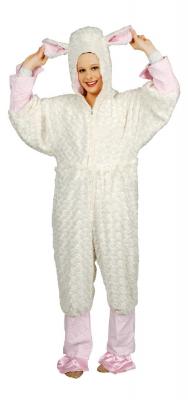 K332534-46-48 weiß-rosa Damen Lamm Kostüm-Overall Gr.46-48 - 1