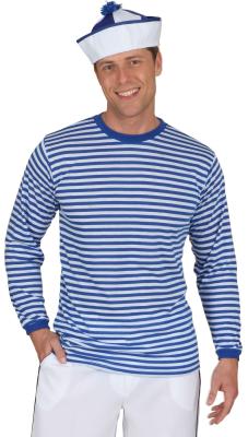 O815-XL blau-weiß Herren Langarm Streifenshirt Marinepulli Gr.XL - 1