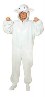 O7102-A weiß Damen Herren Schaf Kostüm-Overall