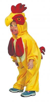 O633-A gelb-rot Kinder Hahnenkostüm Plüschoverall