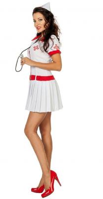 L3200280-36 weiß-rot Damen Krankenschwestern Kleid Nurse Kostüm Gr.36 - 2