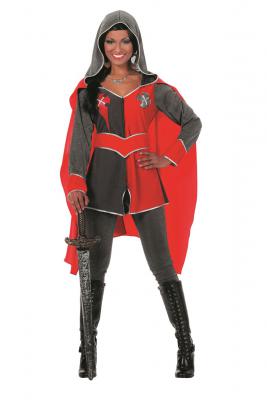 W4652-52 rot-schwarz Damen Ritterkostüm Ritterkleid Ritterlady Gr.52 - 1