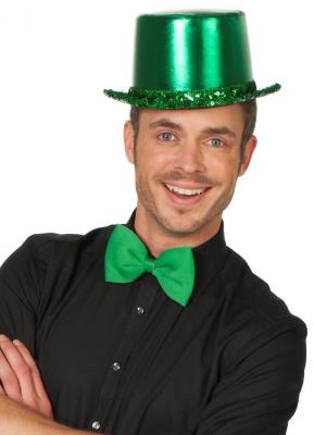 W9019-10 grün Damen Herren Paillettenzylinder Kabarett-Hut