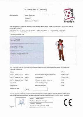 M212009-98 braun Kinder Cowboy Kostüm Wild West Anzug Hose Weste Gr.98 - 1