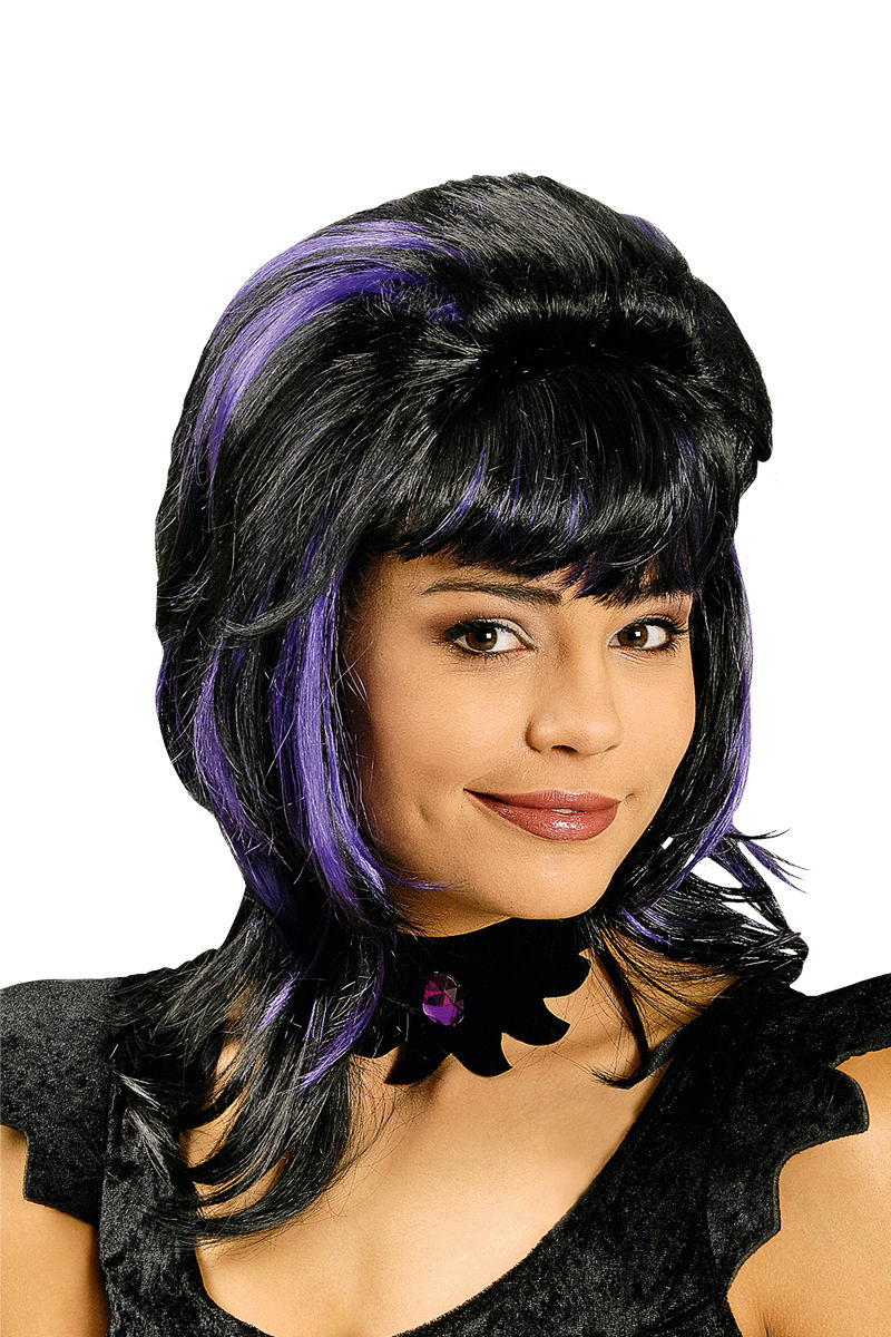 Hexen Kostüm Set Damen - Lila Perücke Mit Hexenhut & Strumpfhose Halloween