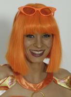 K11273224 neon-orange Damen Perücke Coco für Discokostüm