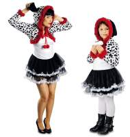 K31250253 weiß-schwarz-rot Kinder Damen Dalmatiner-Kostüm