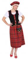 O1097-A Damen Schottenkleid lang rot-schwarz Schottenkostüm