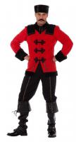 W5777 schwarz-rot Herren Kosakenkostüm Kosakenuniform