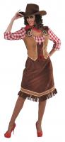 M215110 braun-rot Damen Cowgirl Saloongirl Westernkleid