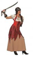 W4282 braun-rot Damen Seeräuberin Piratenkleid
