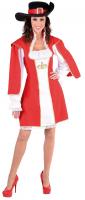 M217117 rot-weiß Damen Musketier Kleid-Kostüm